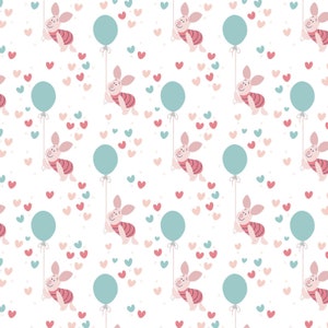 Licensed Winnie the Pooh - Piglet Balloon in White- part of the Winnie the Pooh by Happy by Camelot fabrics -  80 inch piece