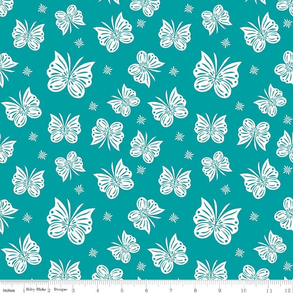 Flutter Teal in Double Gauze Fabric by Riley Blake Designs  - 32 inches