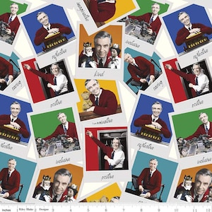 Licensed Mister Rogers - Mister Rogers Main in White by Riley Blake Fabrics - your choice of cut