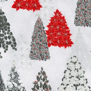 Trees in Silver part of the Holiday Flourish Snow Flower line by Robert Kaufman fabrics - your choice of cut