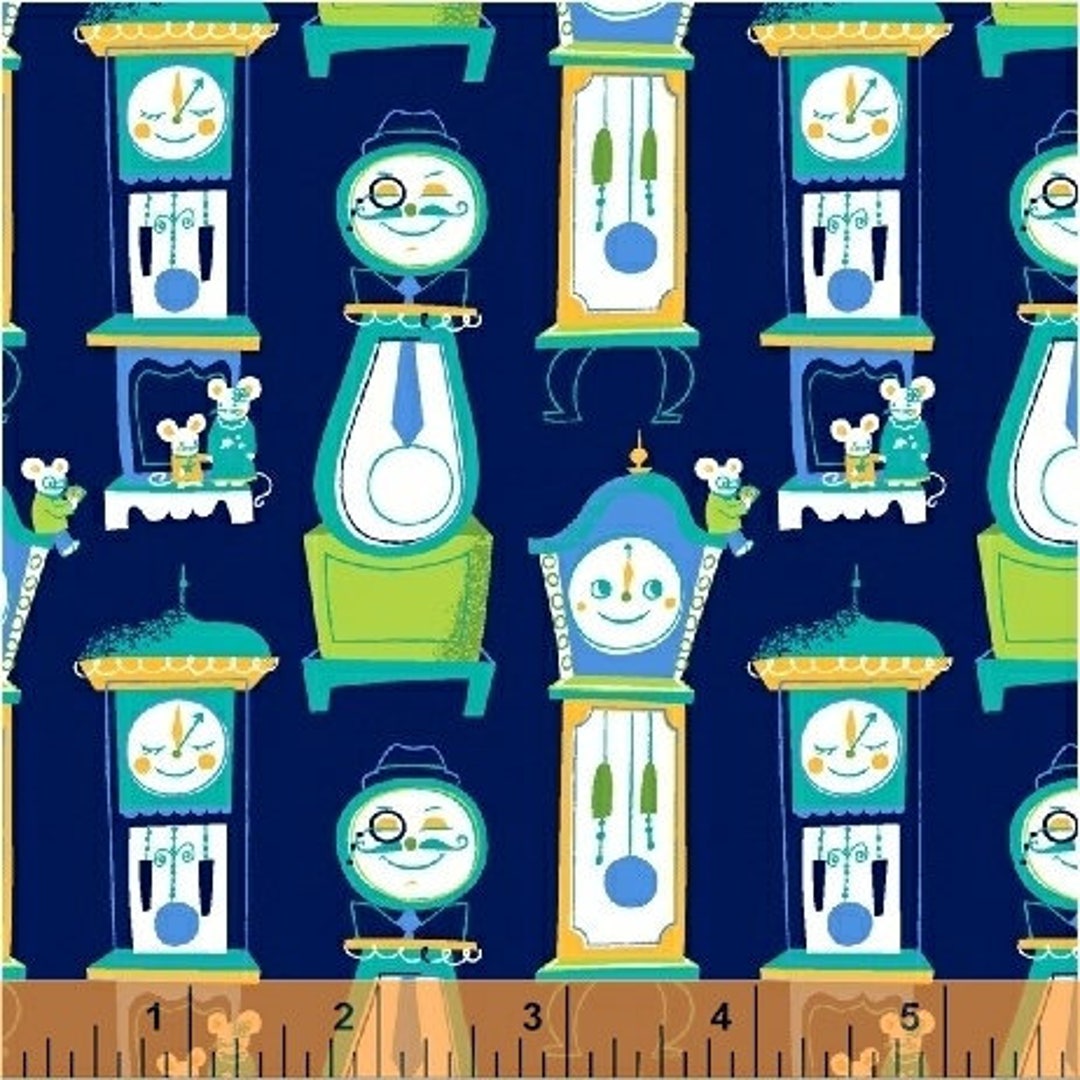 Nursery Rhymes Clocks in Navy From Windham Fabrics You Etsy