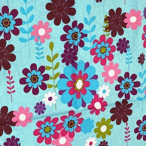 Brother and Sister Design - Blue floral fabric - 1 yard piece