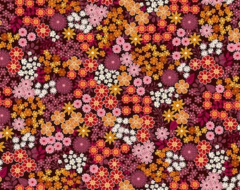 Brown Meadow in Violet - part of the Revival by Makower UK Line by Andover Fabrics - your choice of cut
