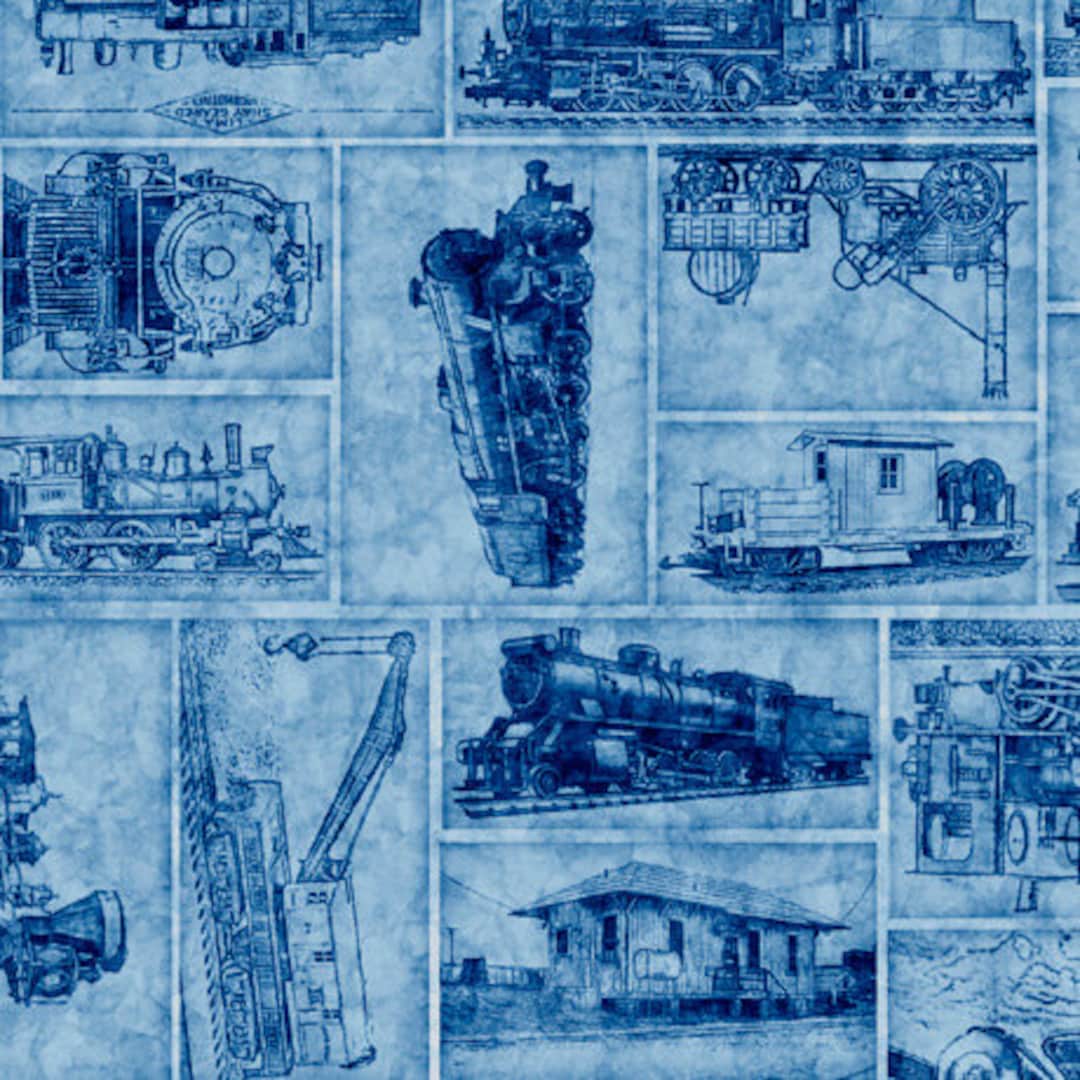 Train Patch in Blue Part of the Locomotion Line by Quilting Treasures ...