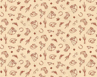 John Wayne American West Icons in Cream by Riley Blake Designs - your choice of cut
