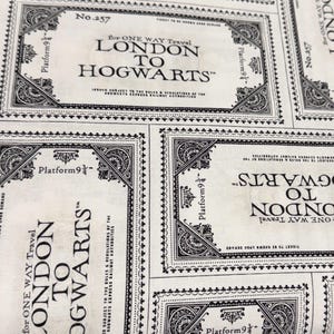 Licensed Harry Potter - Harry Potter Ticket to Hogwarts in White part of the Wizarding World by Camelot Designs - You choose the cut