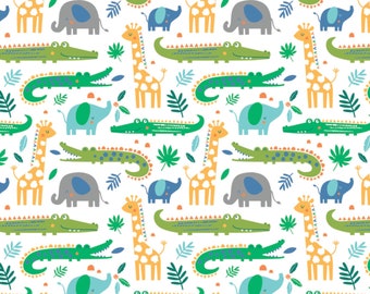 FLANNEL - Bungle in the Jungle in White - by Camelot Fabrics -you choose the cut