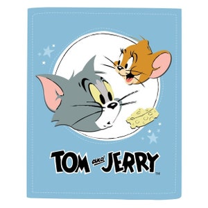 Tom & Jerry Cute and Cranky Stitch Line-paneel blauw - van Camelot Fabrics