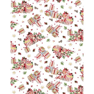 Presents in  White part of the All the Trimmings Line by Maywood Studios Fabrics  - You choose the cut