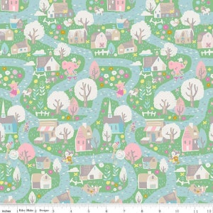 Riley Blake - Once Upon a Rhyme Village in Green - your choice of cut