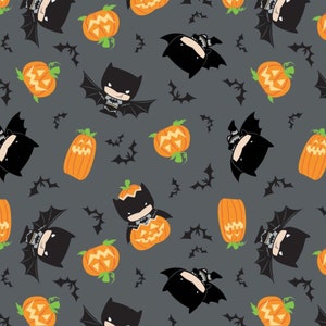 Lizenzierter Batman - Batman Kawaii in Grau - aus der Characters Halloween II Line von Camelot Designs - Du bestimmst den Schnitt