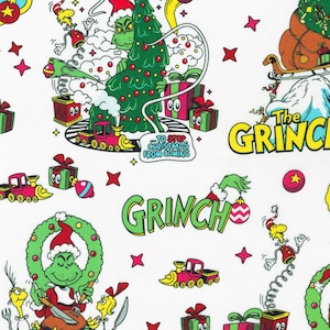 Licensed Dr. Seuss Enterprises - How the Grinch Stole Christmas Holiday by Robert Kaufman fabrics -  your choice of cut