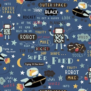 Super Fred Main (glow-in-the-dark) Blue - by Michael Miller Fabrics - You choose the cut