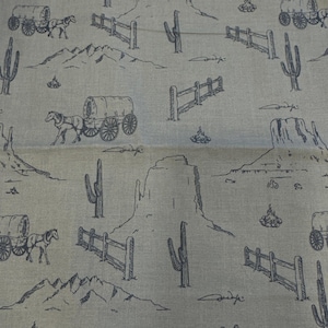 John Wayne Western-landschap in blauw - door Riley Blake Designs - stuk 14 inch