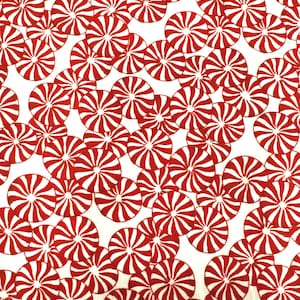 Tossed Peppermints in White - 1 yard piece