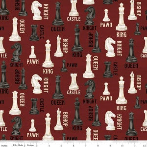 I'd Rather Be Playing Chess Pieces in Red -  by Riley Blake Fabrics - your choice of cut