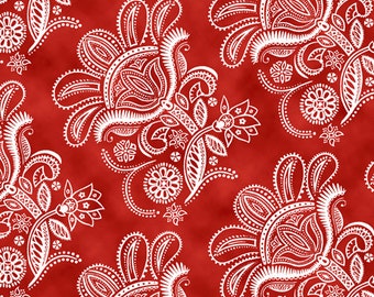 Quilting Treasures Ceylon Floral Paisley White 100% cotton fabric by the yard Quilting Treasures Ceylon Floral Paisley White 100% cotton fabric by the yard