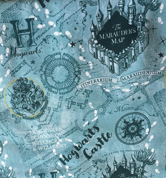 Licensed Harry Potter Marauders Map Fashion in Blue Part of the Harry Potter Stamps Line by Camelot Fabrics Your Choice of Cut Etsy Canada