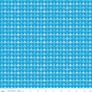 May include: A blue and white diamond patterned fabric with a subtle gradient effect. The fabric is designed for quilting and crafting projects.