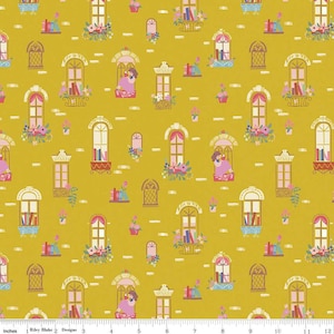 Beauty & the Beast Windows Gold- by Riley Blake Designs - You choose the cut