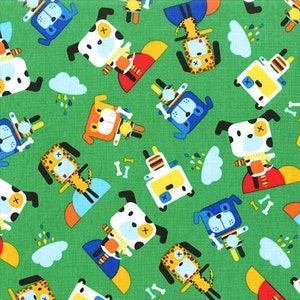 Bot Dog in Green by Michael Miller Fabrics - your choice of cut