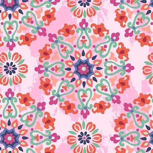 Go Global in Pink part of the Bungalow Line by Michael Miller Fabrics - You choose the cut