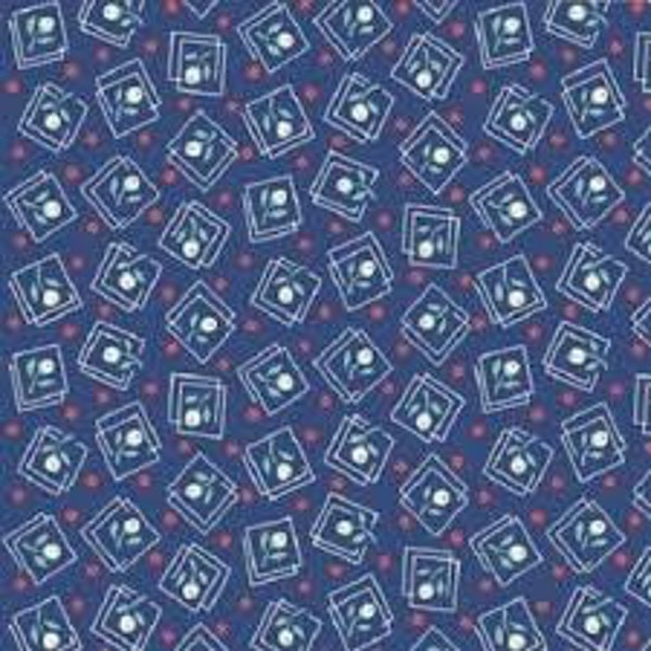 Harlow Flowers and boxes in Blue  from Quilting Treasures - by the yard