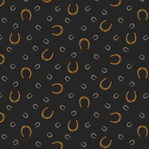 Horseshoes in Black Angus - part of the Ranch Hand Line by Andover Fabrics - your choice of cut