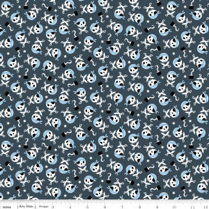 Pirate's Life Skulls and Swords in grijs van Riley Blake Designs - stuk 41 inch