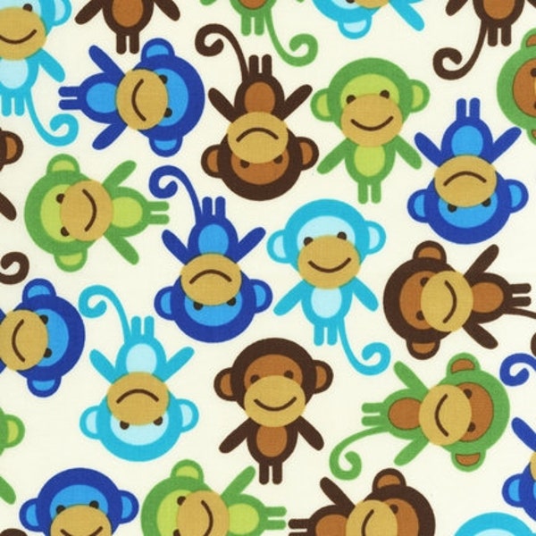 Urban Zoologie Monkeys in Royal by Robert Kaufman Fabrics - your choice of cut