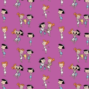 Licensed Jetsons and Flintstones - Wilma & Betty in Purple by Camelot Fabrics - your choice of cut