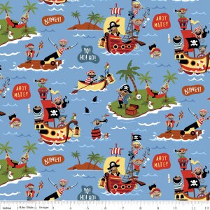 Pirate's Life Main en azul de Riley Blake Designs - pieza de 12 pulgadas