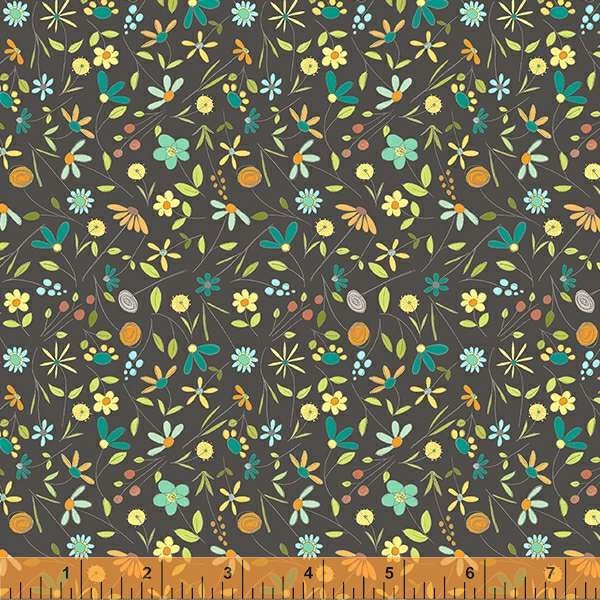 Tiny Floral in Charcoal part of the Be My Neighbor line by Windham Fabrics - your choice of cut