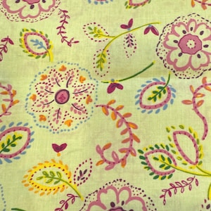 Pink and Green Floral - 35 inch piece