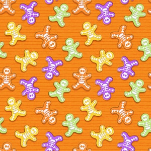 Skeleton Bones - Glow in the Dark  in Orange part of the Glow Ghosts Line by Henry Glass Fabrics - You choose the cut