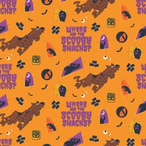 Licensed Scooby Doo - Where are Scooby Snacks in Orange  - part of the Characters Halloween II Line by Camelot Designs - You choose the cut