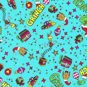 Licensed Dr. Seuss Enterprises - How the Grinch Stole Christmas Holiday by Robert Kaufman fabrics -  your choice of cut