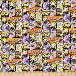 Licensed Harry Potter - Harry Potter Spells in Multi  - part of the Characters Halloween II Line by Camelot Designs - You choose the cut