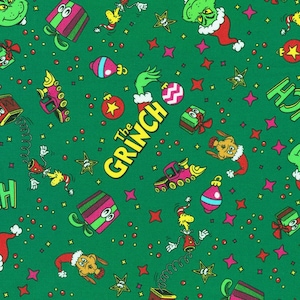 Licensed Dr. Seuss Enterprises - How the Grinch Stole Christmas Holiday by Robert Kaufman fabrics -  your choice of cut
