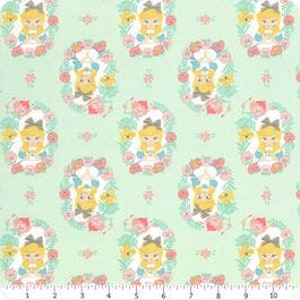 Licensed Alice in Wonderland Fabric in Turquoise  - by Camelot Designs - You choose the cut