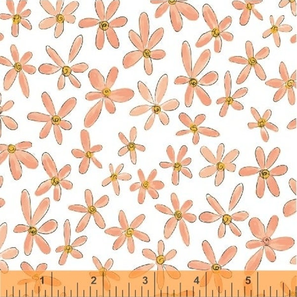 Flowers in Coral part of the Whoos Hoo Line by Terrie Degenkolb for Anthology Fabrics - You choose the cut