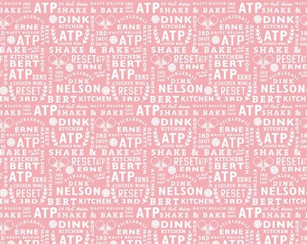 Pickleball-Text in rosa aus der Pickleball-Linie - von Riley Blake Designs - Sie wählen den Schnitt