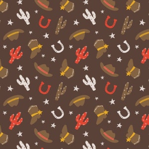 Western Toss in Brown part of the Hey Cowboy! Line by Camelot Fabrics - You choose the cut