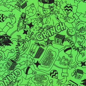 Licensed Dr. Seuss Enterprises - How the Grinch Stole Christmas Holiday by Robert Kaufman fabrics -  your choice of cut