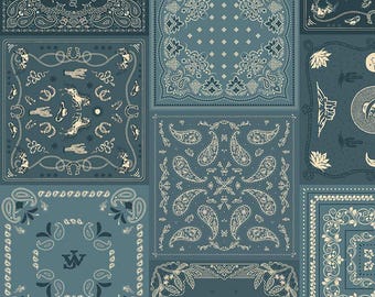John Wayne American West Bandana in Denim von Riley Blake Designs - Schnitt nach Wahl