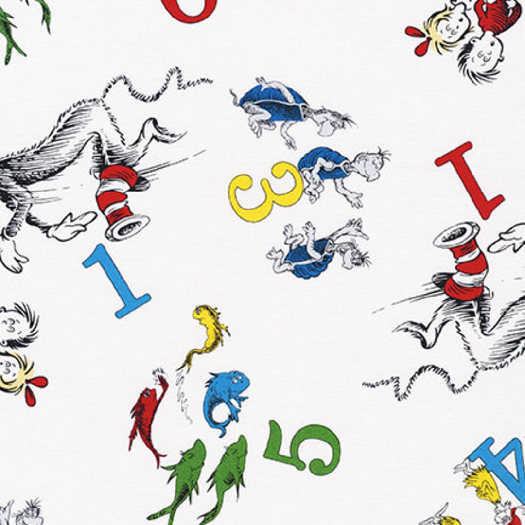 Licensed Dr. Seuss Numbers in White by Robert Kaufman Fabrics Your