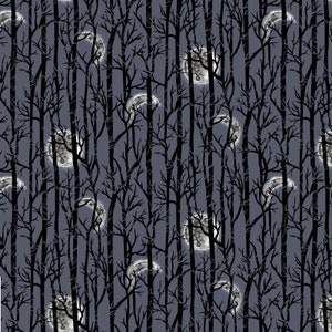 Moonlight Trees in Midnight maakt deel uit van de Spooky Night-lijn van Studio E Fabrics - jij kiest de snit