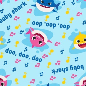 Licensed Baby Shark Music Toss  -  by Springs Creative Fabrics - your choice of cut