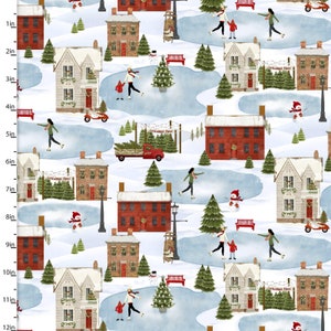Skating Village in White part of the A Christmas to Remember Line by 3 Wishes Fabric  - You choose the cut