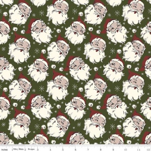 Santas in Green - part of the Christmas at Buttermilk Acres Line by Riley Blake Designs- You choose the cut